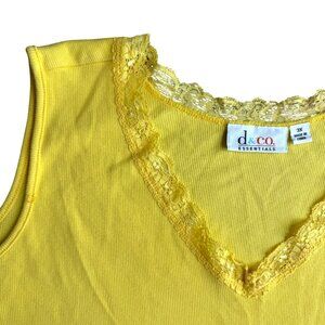 D‎ Co Y2K Babydoll Top Lace Trim Ribbed Tank Top Womens 3X V Neck Fitted Vintage